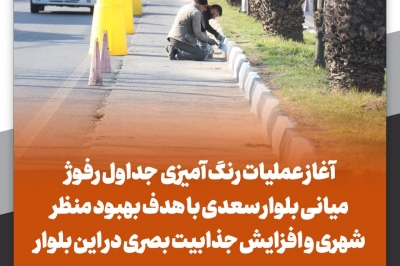 آغاز عملیات رنگ آمیزی جداول رفیوژ میانی بلوار سعدی
