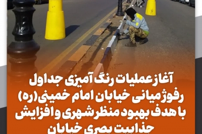 عملیات رنگ آمیزی جداول رفیوژ میانی خیابان امام خمینی (ره)