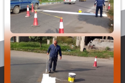 عملیات رنگ آمیزی سرعت گیر های سطح شهر به منظور ایمنی در تردد خودرو ها