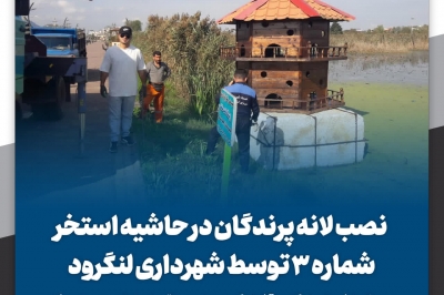 نصب لانه پرندگان در حاشیه استخر شماره ۳ توسط شهرداری لنگرود
