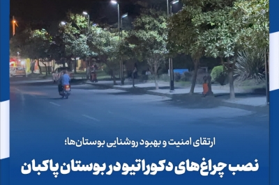 نصب چراغ های دکوراتیو در پارک پاکبان